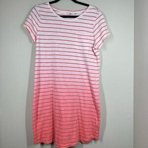 Vineyard Vines Women's Surftee T Shirt Dress Pink White Ombré Striped Medium